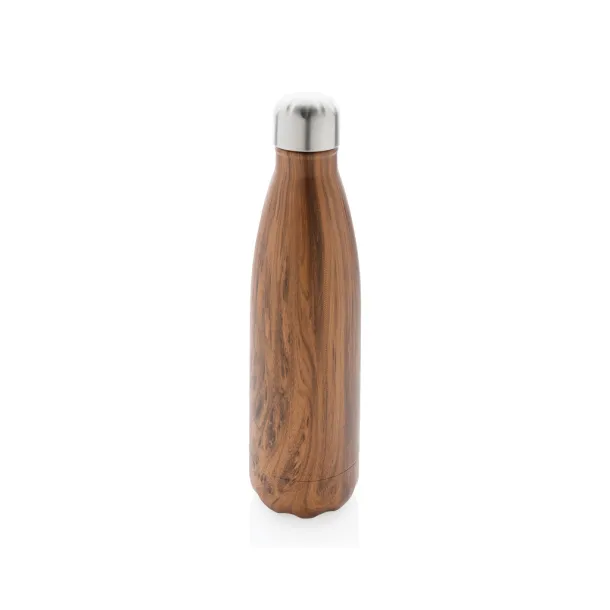  Vacuum insulated ss bottle with wood print - XD Collection Brown 