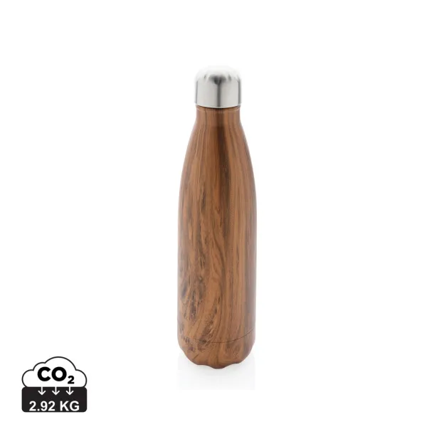  Vacuum insulated ss bottle with wood print - XD Collection Brown 