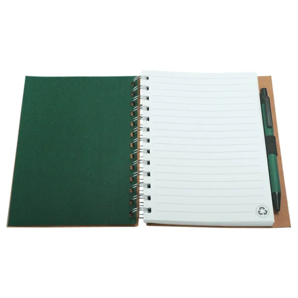 ECO notebook with clean pages 150x175 / 140 pages with pen Green