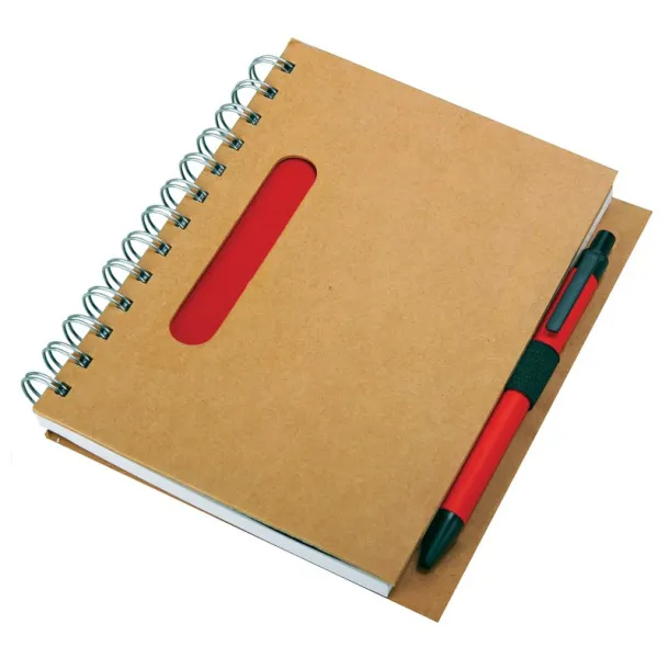 ECO notebook with clean pages 150x175 / 140 pages with pen Red