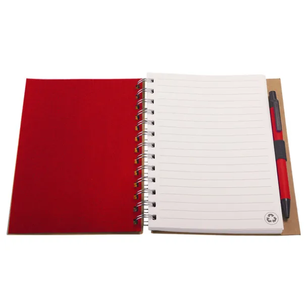 ECO notebook with clean pages 150x175 / 140 pages with pen Red