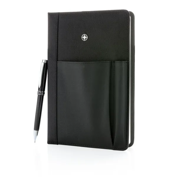  Swiss Peak refillable notebook and pen set - Swiss Peak Black 