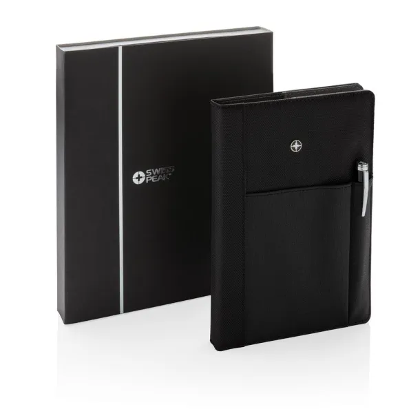  Swiss Peak refillable notebook and pen set - Swiss Peak Black 