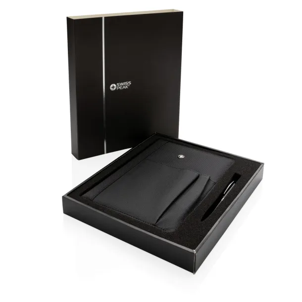  Swiss Peak refillable notebook and pen set - Swiss Peak Black 