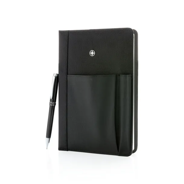  Swiss Peak refillable notebook and pen set - Swiss Peak Black 