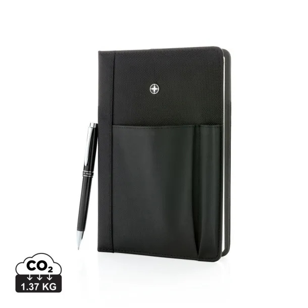  Swiss Peak refillable notebook and pen set - Swiss Peak Black 