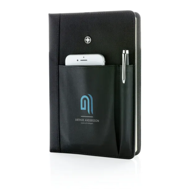  Swiss Peak refillable notebook and pen set - Swiss Peak Black 