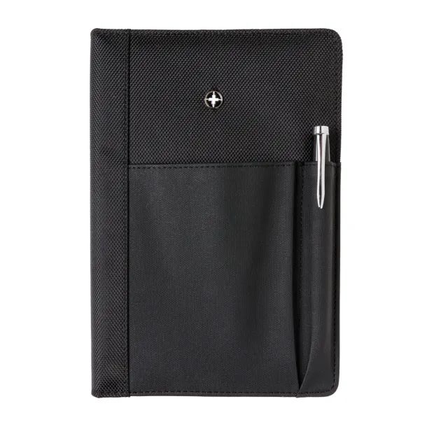  Swiss Peak refillable notebook and pen set - Swiss Peak Black 