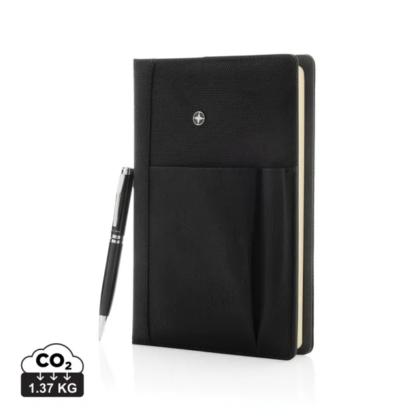  Swiss Peak refillable notebook and pen set - Swiss Peak Black 