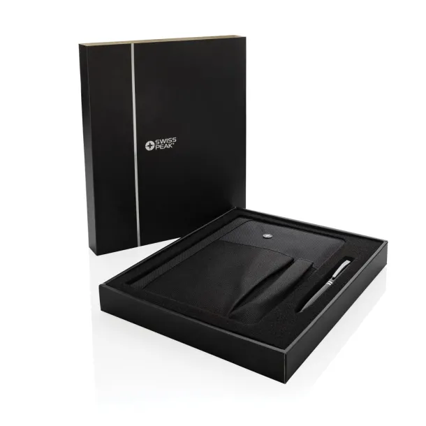  Swiss Peak refillable notebook and pen set - Swiss Peak Black 