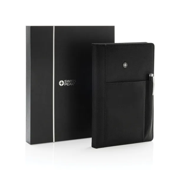  Swiss Peak refillable notebook and pen set - Swiss Peak Black 