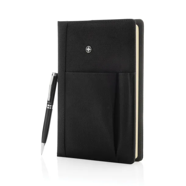  Swiss Peak refillable notebook and pen set - Swiss Peak Black 