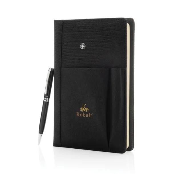  Swiss Peak refillable notebook and pen set - Swiss Peak Black 