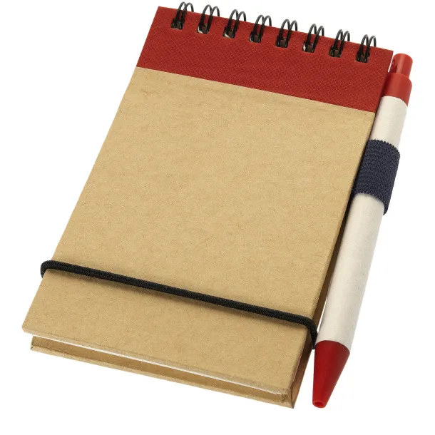 Zuse A7 recycled jotter notepad with pen Natural Red