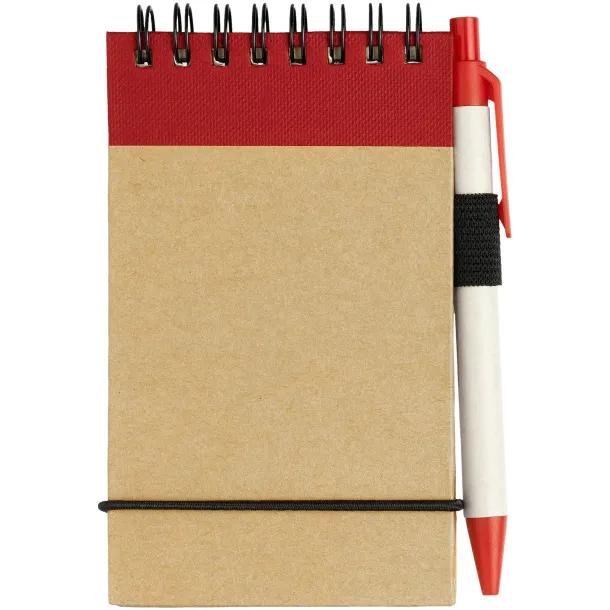 Zuse A7 recycled jotter notepad with pen Natural Red