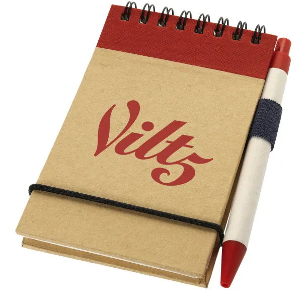 Zuse A7 recycled jotter notepad with pen Natural Red