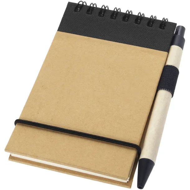 Zuse A7 recycled jotter notepad with pen Natural Solid black