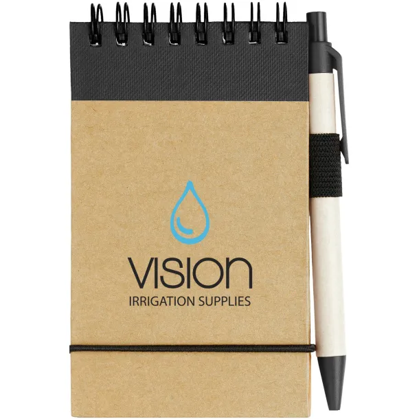 Zuse A7 recycled jotter notepad with pen Natural Crna