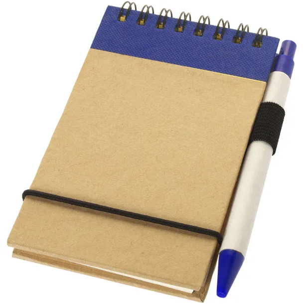 Zuse A7 recycled jotter notepad with pen Natural Navy Blue