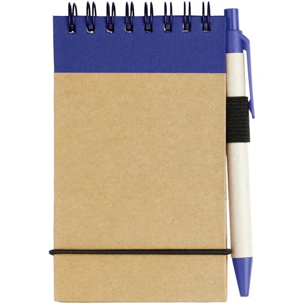 Zuse A7 recycled jotter notepad with pen Natural Navy Blue