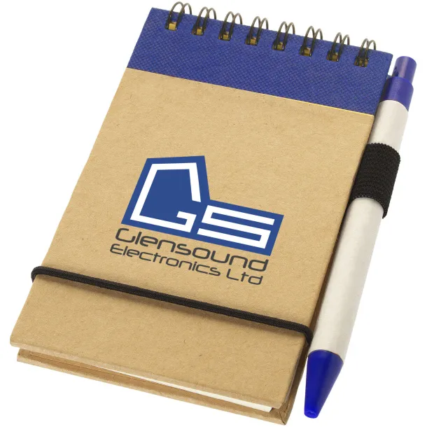 Zuse A7 recycled jotter notepad with pen Natural Navy Blue