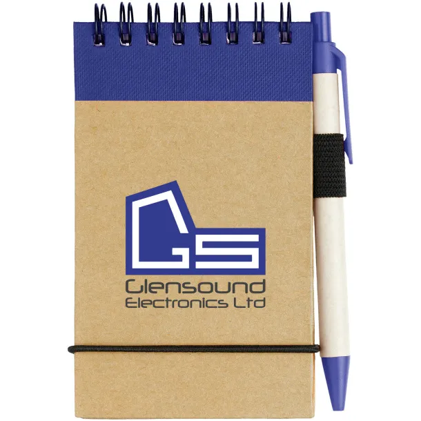 Zuse A7 recycled jotter notepad with pen Natural Navy Blue