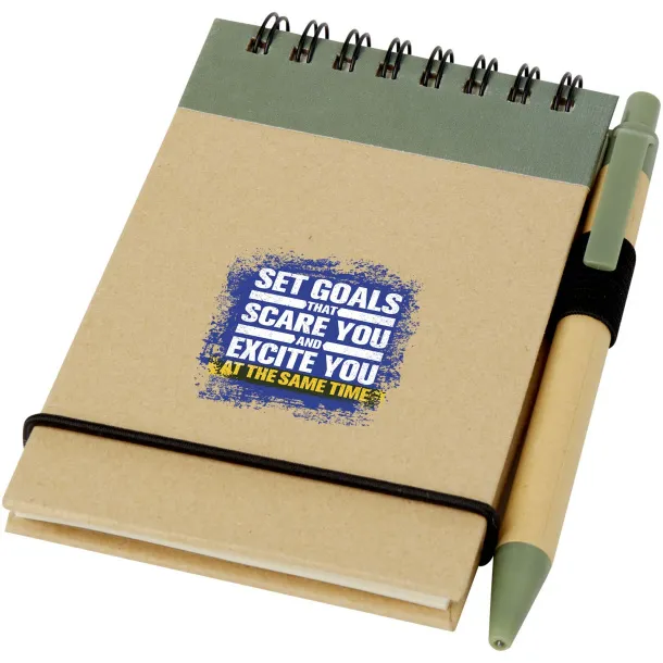 Zuse A7 recycled jotter notepad with pen Heather green Natural