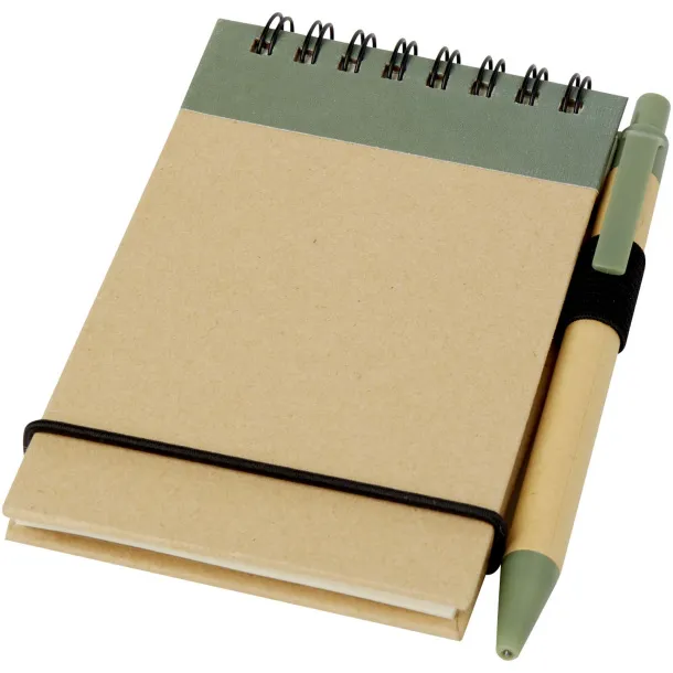 Zuse A7 recycled jotter notepad with pen Heather green Natural