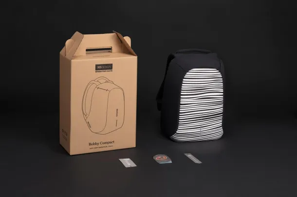 Bobby Compact anti-theft backpack Print Black White