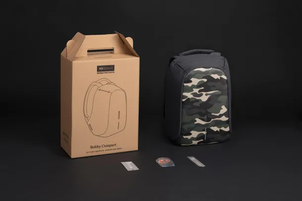 Bobby Compact anti-theft backpack Print Camo Green