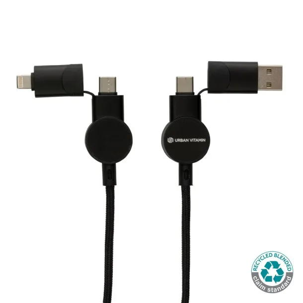  Oakland RCS recycled plastic 6-in-1 fast charging 45W cable - Urban Vitamin Black 