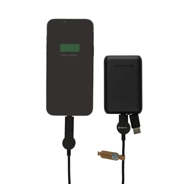  Oakland RCS recycled plastic 6-in-1 fast charging 45W cable - Urban Vitamin Black 