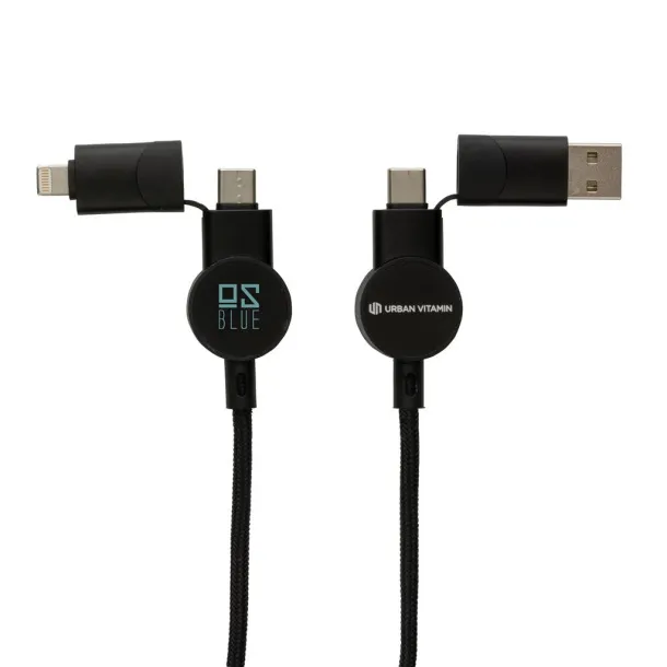  Oakland RCS recycled plastic 6-in-1 fast charging 45W cable - Urban Vitamin Black 