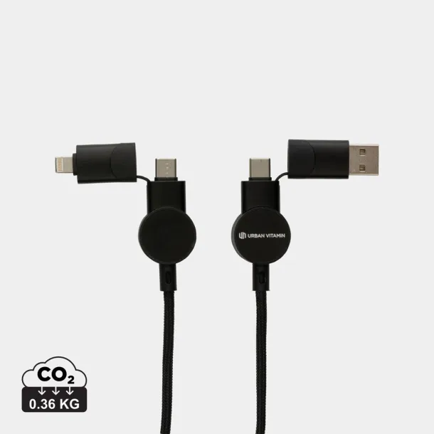  Oakland RCS recycled plastic 6-in-1 fast charging 45W cable - Urban Vitamin Black 