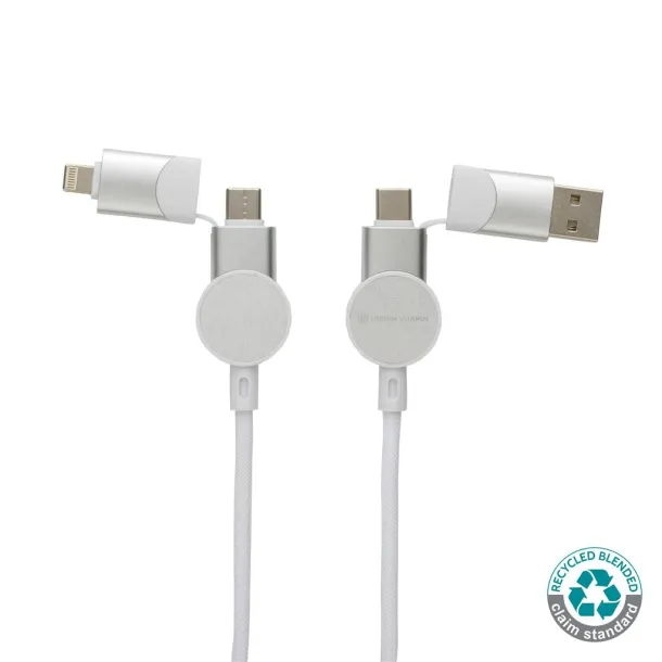  Oakland RCS recycled plastic 6-in-1 fast charging 45W cable - Urban Vitamin White 