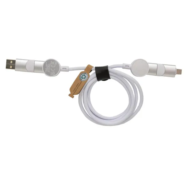  Oakland RCS recycled plastic 6-in-1 fast charging 45W cable - Urban Vitamin White 