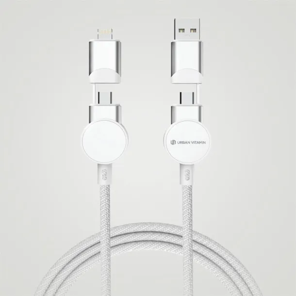  Oakland RCS recycled plastic 6-in-1 fast charging 45W cable - Urban Vitamin White 