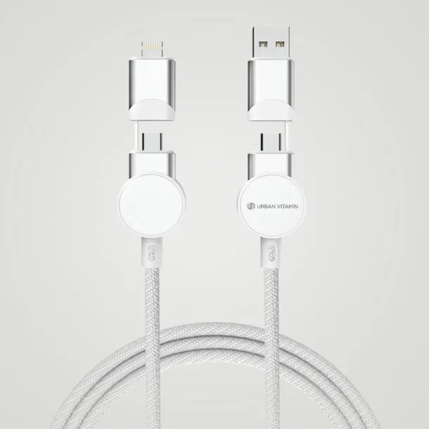  Oakland RCS recycled plastic 6-in-1 fast charging 45W cable - Urban Vitamin White 