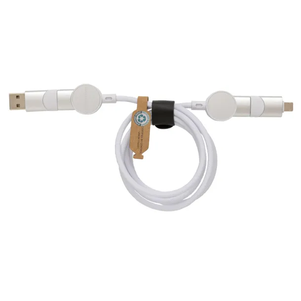  Oakland RCS recycled plastic 6-in-1 fast charging 45W cable - Urban Vitamin White 