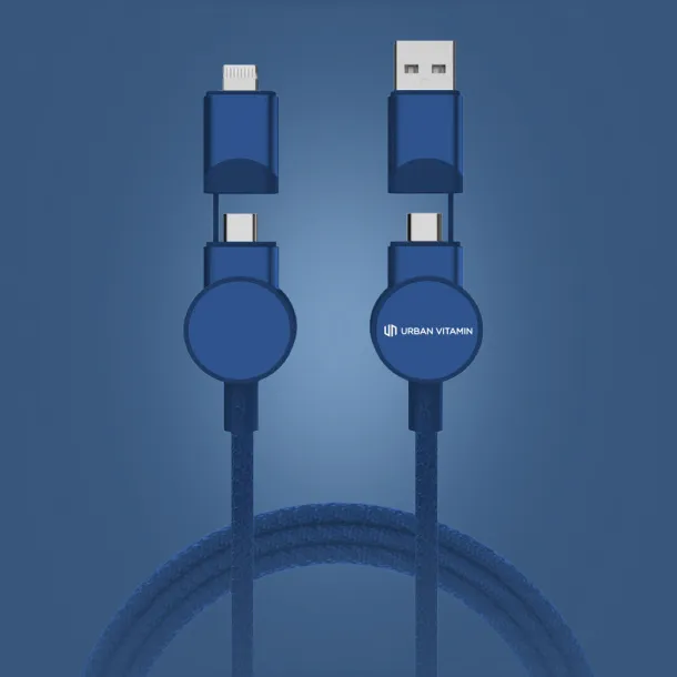  Oakland RCS recycled plastic 6-in-1 fast charging 45W cable - Urban Vitamin blue 