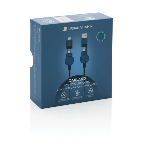  Oakland RCS recycled plastic 6-in-1 fast charging 45W cable - Urban Vitamin Plava