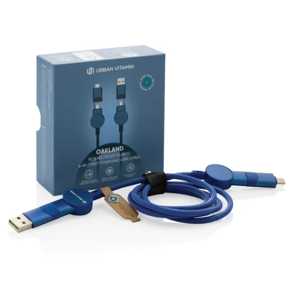  Oakland RCS recycled plastic 6-in-1 fast charging 45W cable - Urban Vitamin blue 