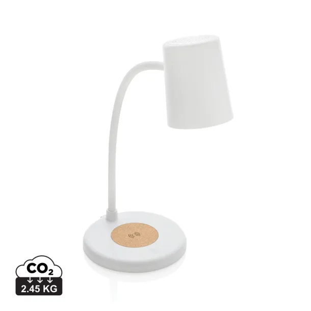 Zenara RCS recycled plastic and cork 15W wireless desk lamp - XD Collection White 