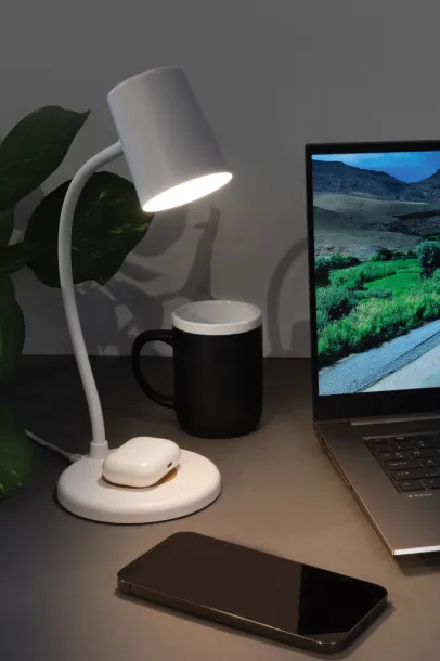 Zenara RCS recycled plastic and cork 15W wireless desk lamp - XD Collection White 