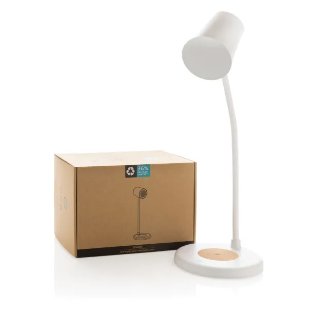 Zenara RCS recycled plastic and cork 15W wireless desk lamp - XD Collection White 