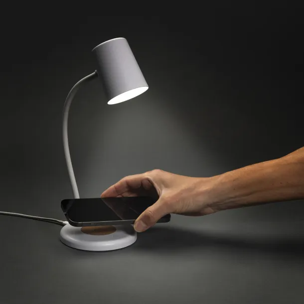 Zenara RCS recycled plastic and cork 15W wireless desk lamp - XD Collection White 