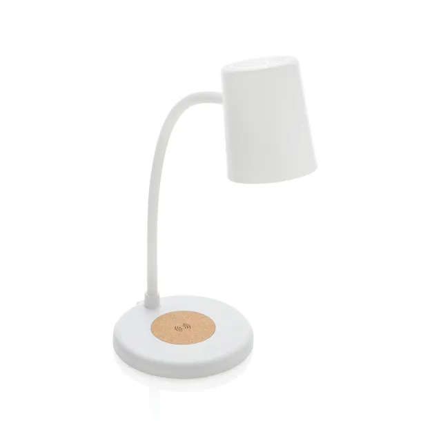 Zenara RCS recycled plastic and cork 15W wireless desk lamp - XD Collection White 