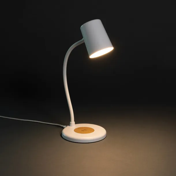 Zenara RCS recycled plastic and cork 15W wireless desk lamp - XD Collection White 