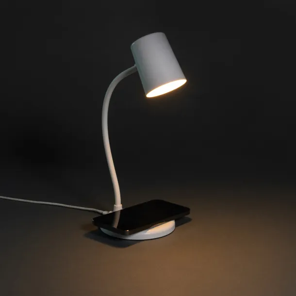 Zenara RCS recycled plastic and cork 15W wireless desk lamp - XD Collection White 