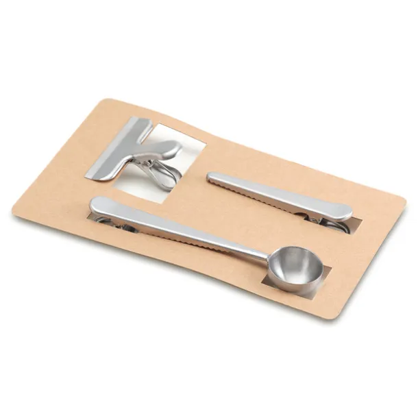 KAFFI measuring spoon and clips set Silver